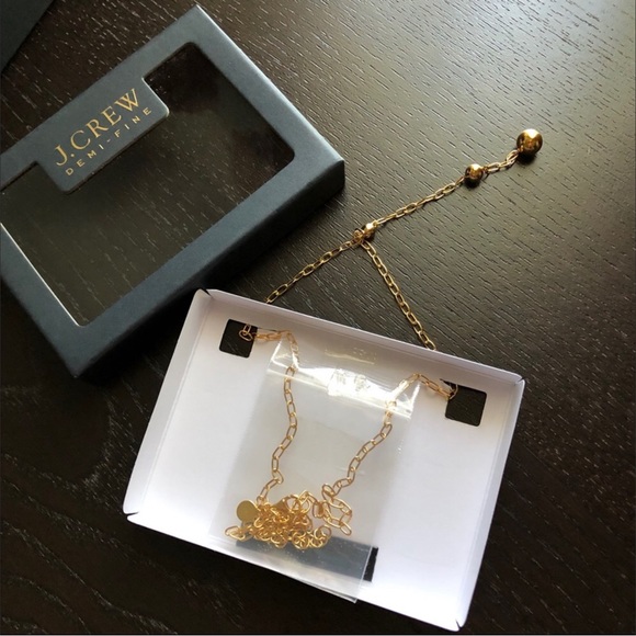 jcrew NWT demi fine 14k plated drop necklace nwb - Picture 2 of 7